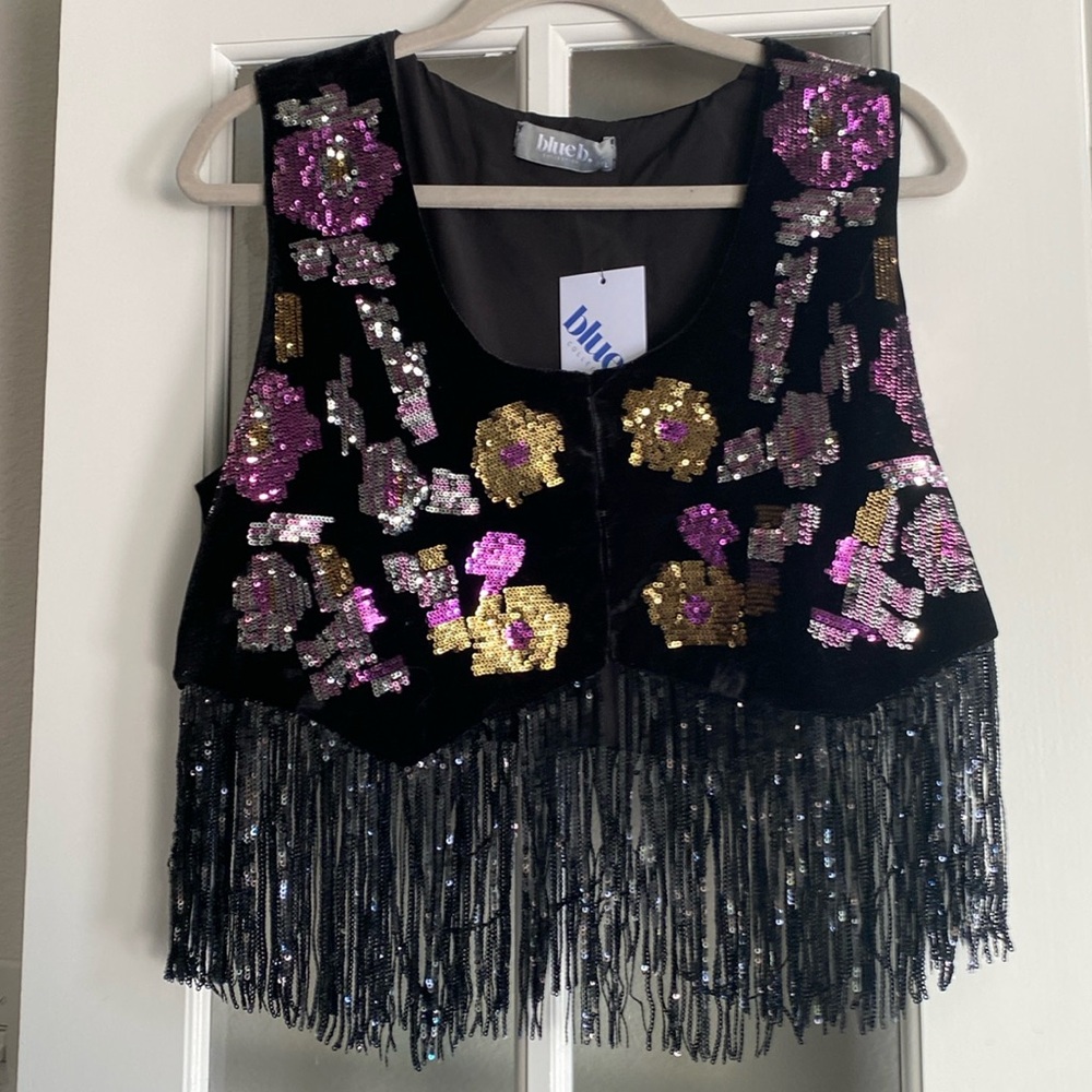 NWT Blue B. Collection Sequin Crop Top